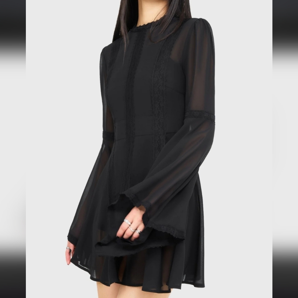 Killstar Black Sheer Long Sleeve Dress